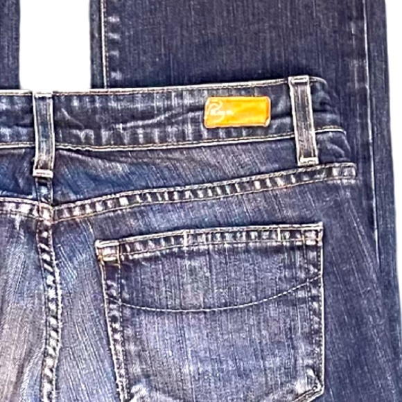 Paige Melrose Straight Leg Low Rise Blue Denim Jeans with Frayed Hem. Size 27 - Picture 6 of 10